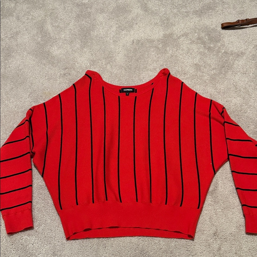 Express Bold Red and Black Striped Sweater